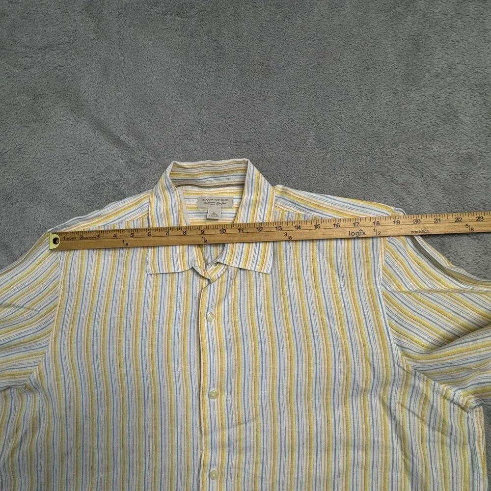 Banana Republic Mens XL Striped 100%‎ Linen Long Sleeve Button Up Shirt NWT!